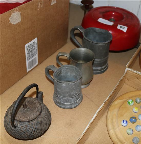 Bell-Fire, iron tea pot & pewter